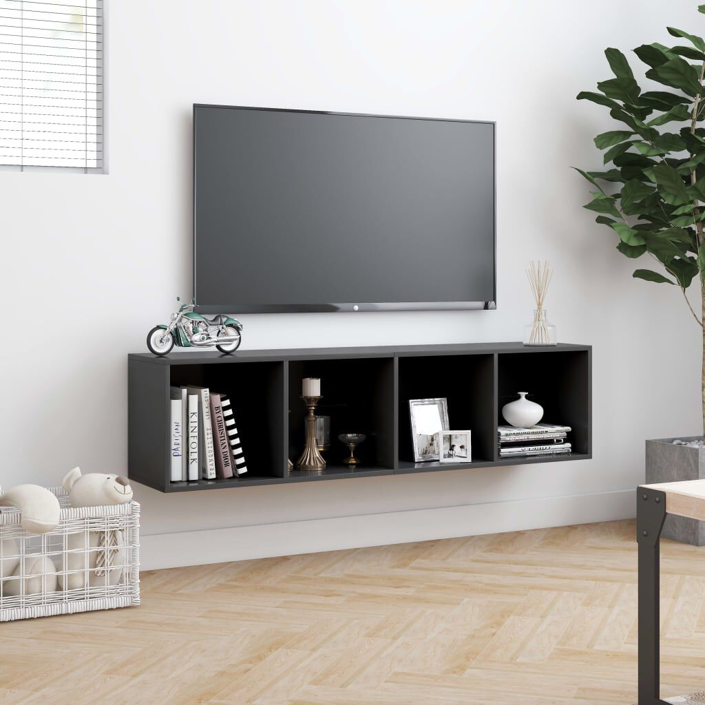 vidaXL Βιβλιοθήκη/Έπιπλο Τηλεόρασης Γκρι 143 x 30 x 36 εκ.