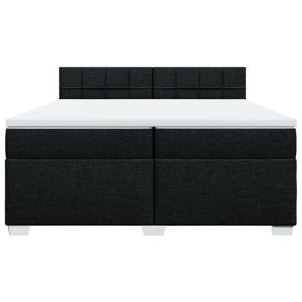 vidaXL Κρεβάτι Boxspring με Στρώμα Μαύρο 200x200 εκ. Υφασμάτινο