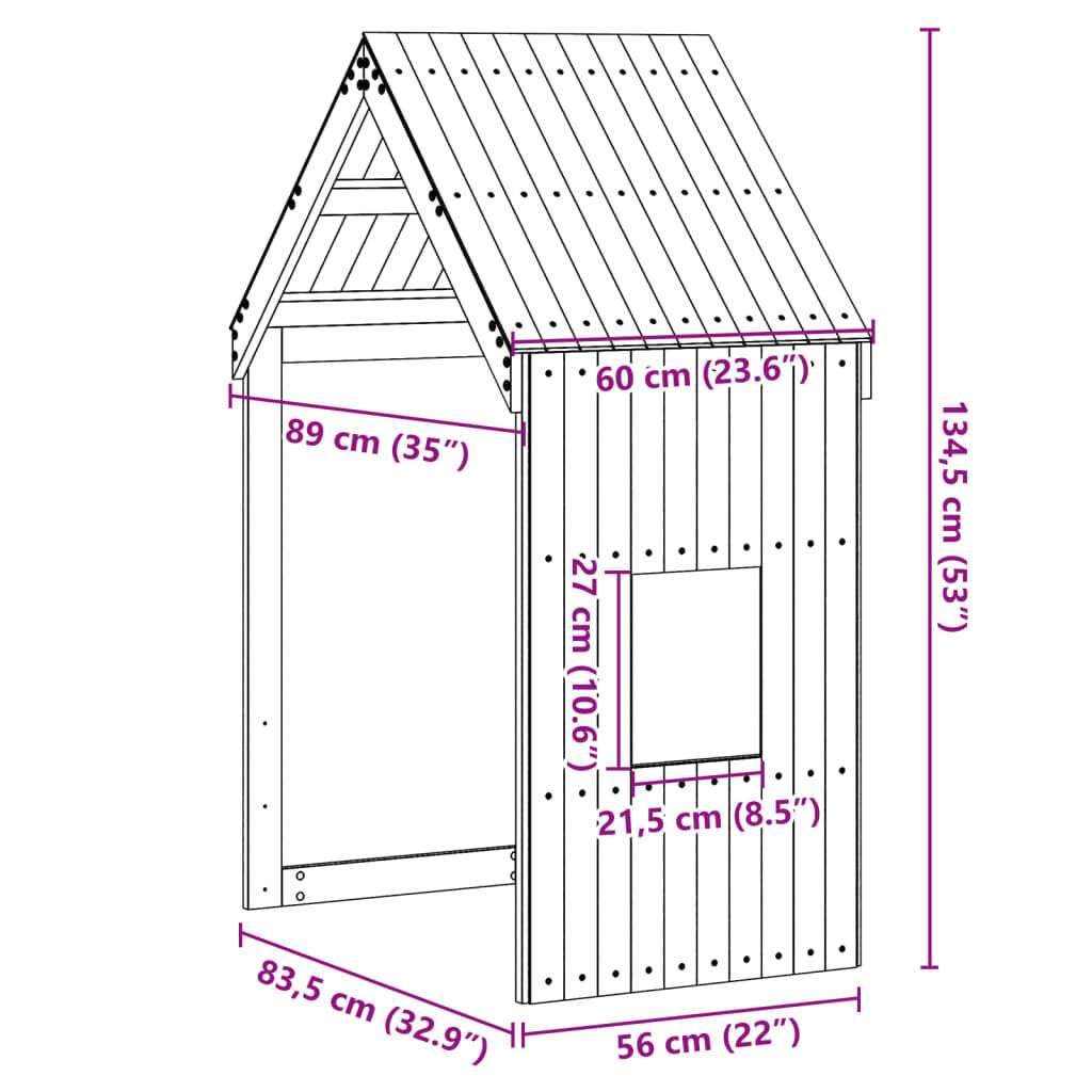 vidaXL Οροφή Κρεβατιού Παιδική Καφέ 60x89x134,5 εκ Μασίφ Ξύλο Πεύκου