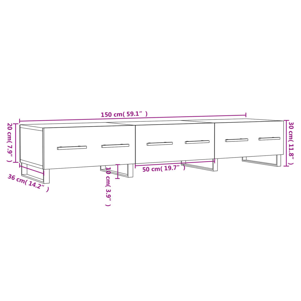 vidaXL Έπιπλο Τηλεόρασης Γκρι Σκυροδέματος 150x36x30 εκ. Επεξ. Ξύλο