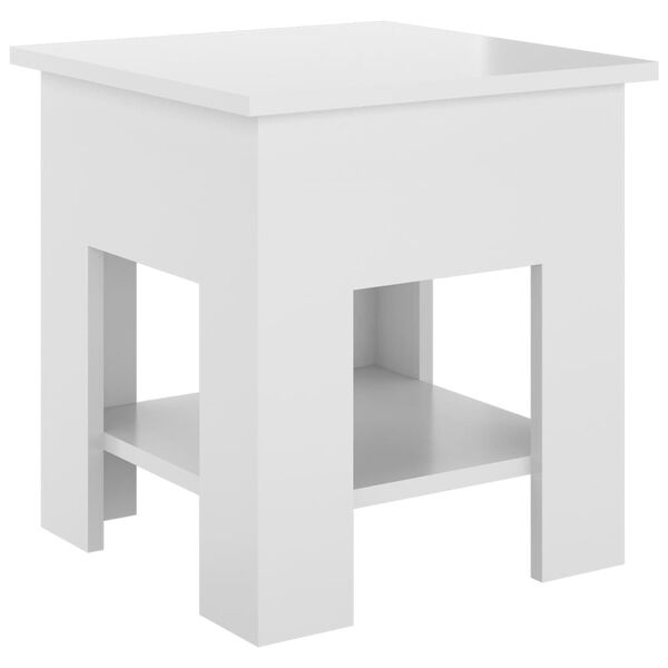 vidaXL Τραπεζάκι Σαλονιού Γυαλ. Λευκό 40x40x42 εκ. Επεξεργ. Ξύλο