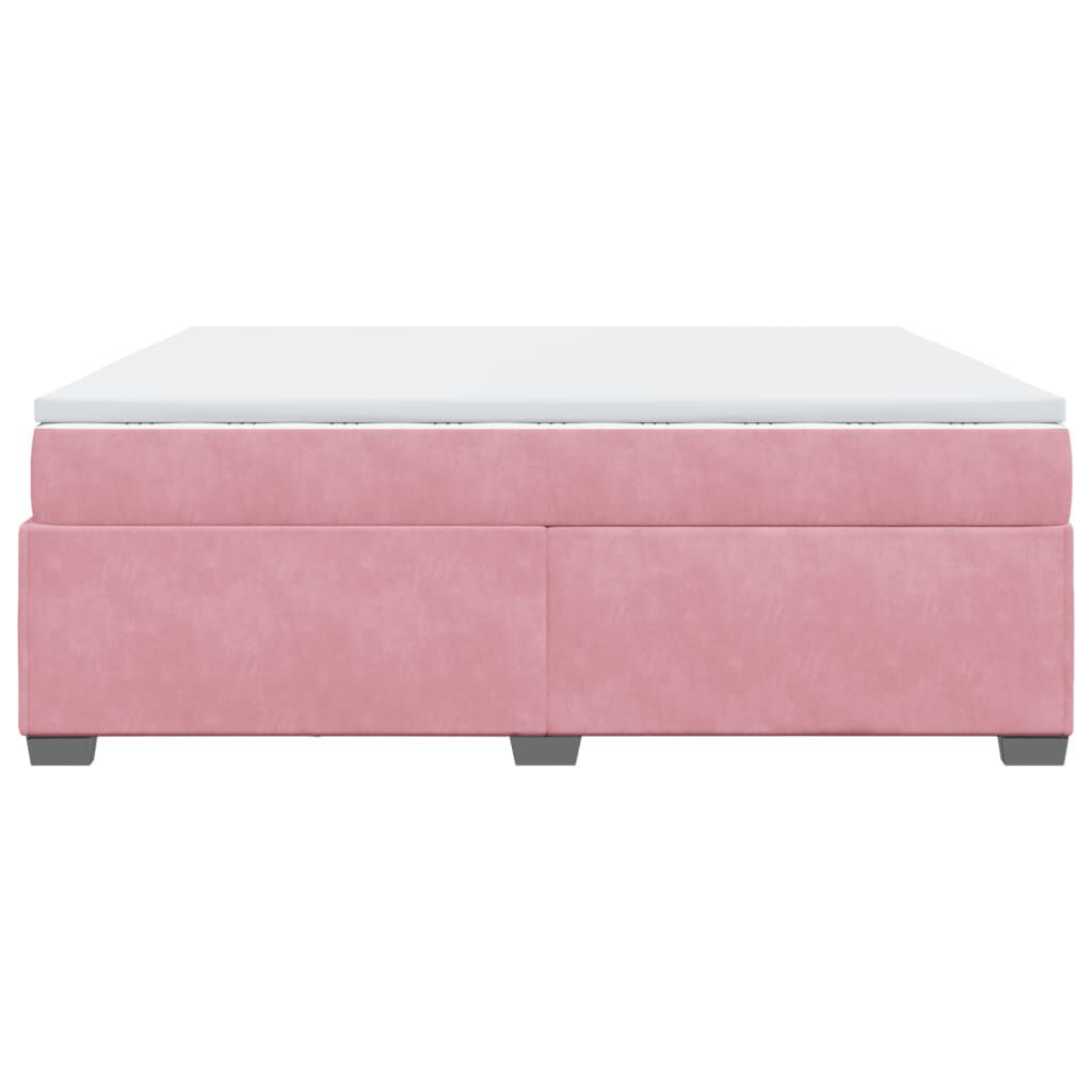vidaXL Κρεβάτι Boxspring με Στρώμα Ροζ 200x200 εκ. Βελούδινο