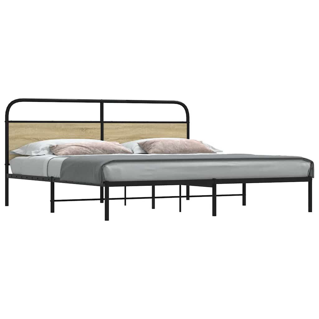 vidaXL Σκελετός Κρεβ. Χωρίς Στρώμα Sonoma Δρυς 180x200 εκ. Μεταλλικό