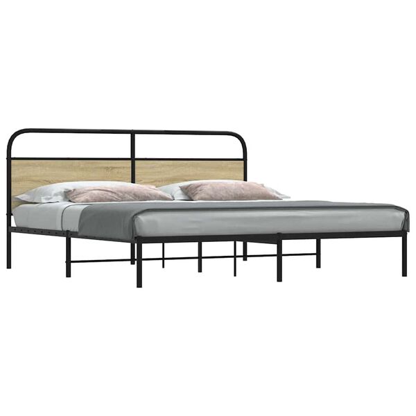vidaXL Σκελετός Κρεβ. Χωρίς Στρώμα Sonoma Δρυς 180x200 εκ. Μεταλλικό