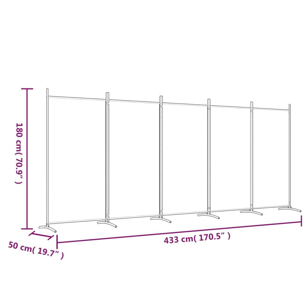 vidaXL Διαχωριστικό Δωματίου με 5 Πάνελ Μαύρο 433x180 εκ. από Ύφασμα