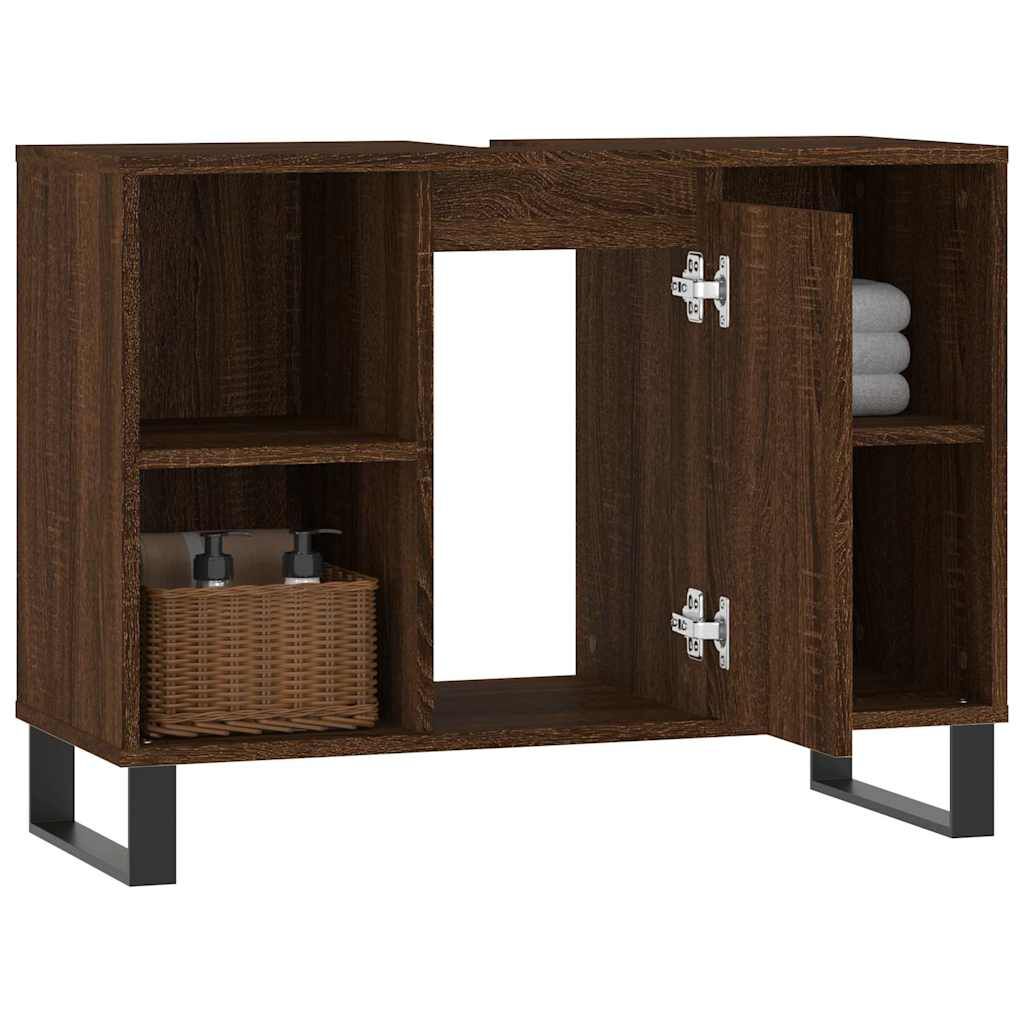 vidaXL Ντουλάπι Μπάνιου Καφέ Δρυς 80 x 33 x 60 εκ. Επεξεργασμένο Ξύλο