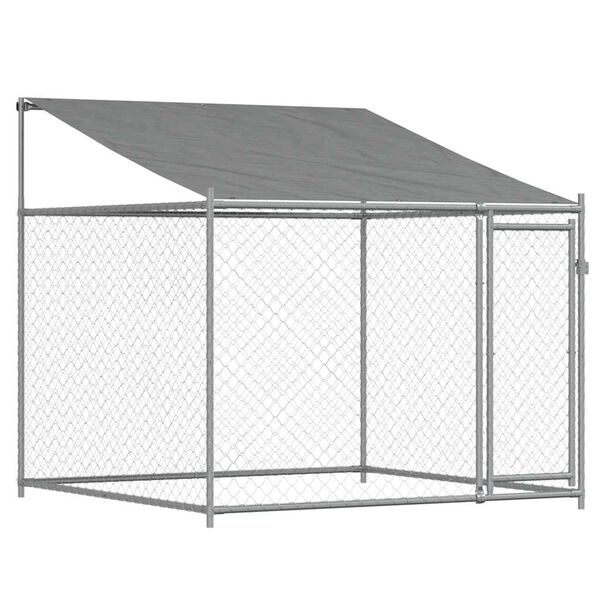 vidaXL Κλουβί Σκύλου με Οροφή και Πόρτες Γκρι 2x2x2 μ. Γαλβ. Χάλυβας