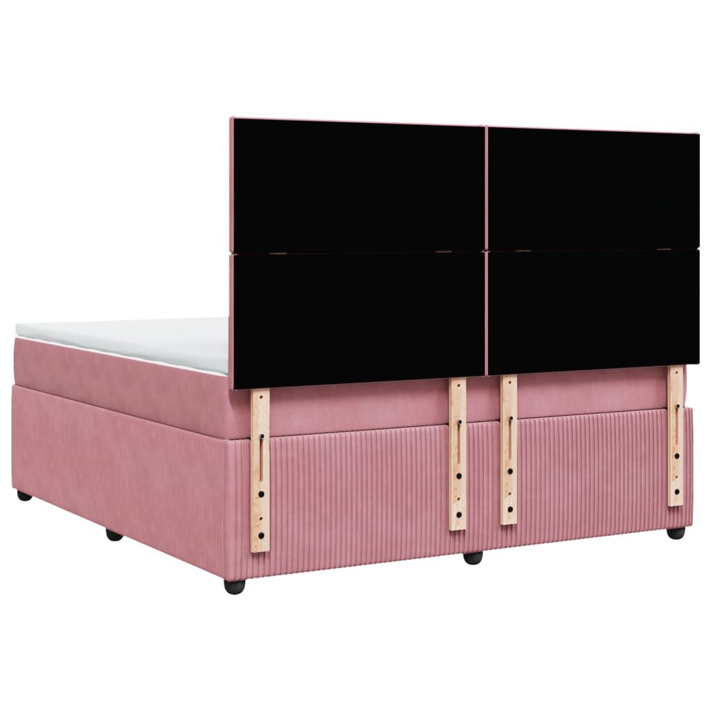 vidaXL Κρεβάτι Boxspring με Στρώμα Ροζ 180x200 εκ. Βελούδινο