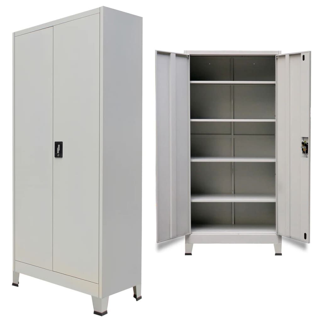 vidaXL Ντουλάπα Γραφείου με 2 Πόρτες Γκρι 90 x 40 x 180 εκ. Ατσάλινη