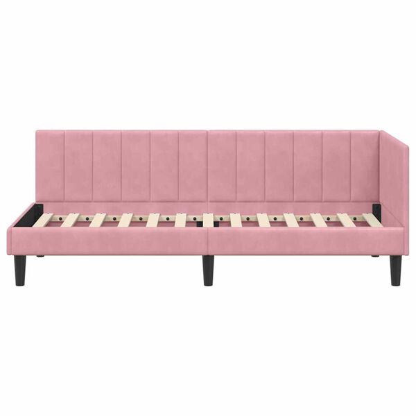vidaXL Κρεβάτι Γωνίας με κεφαλάρι Ροζ 80 x 200 cm Βελούδο