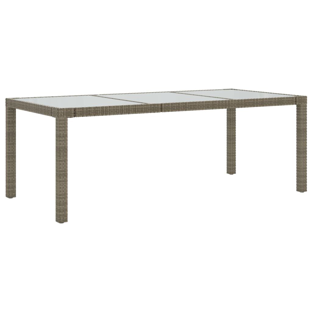 vidaXL Τραπέζι Κήπου Γκρι 190x90x75 εκ. Ψημένο Γυαλί/Συνθετικό Ρατάν