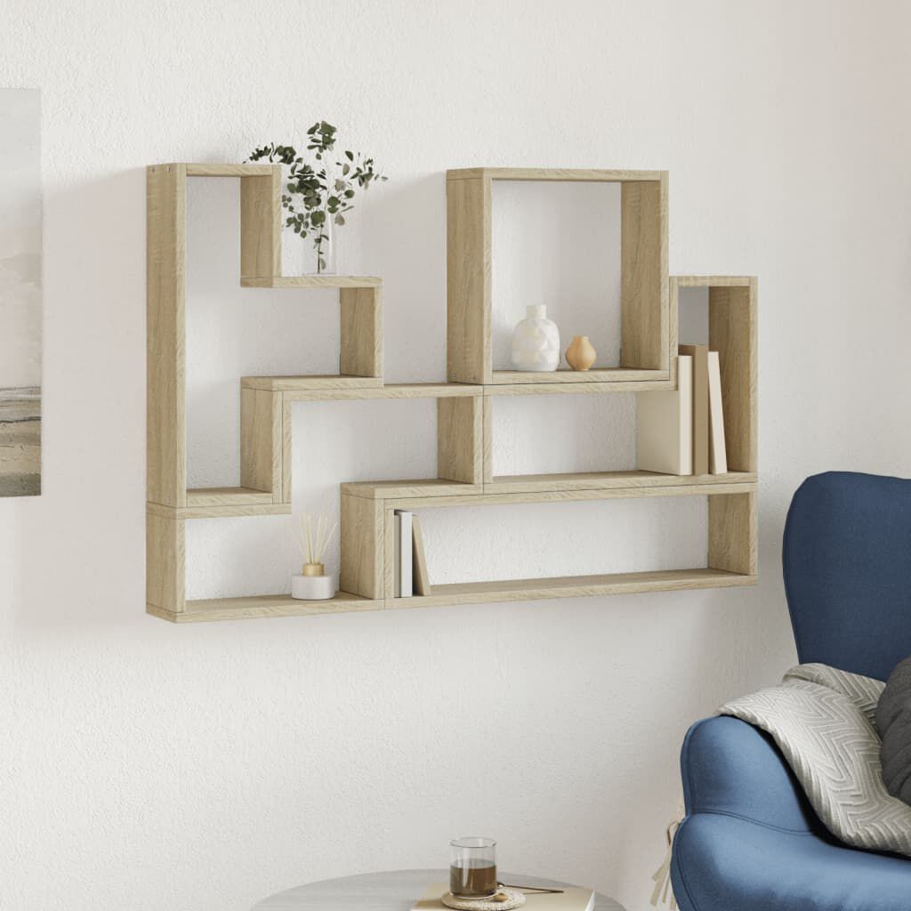 vidaXL Ραφιέρα Τοίχου Sonoma Δρυς 96x12x64 εκ. από Επεξεργασμένο Ξύλο