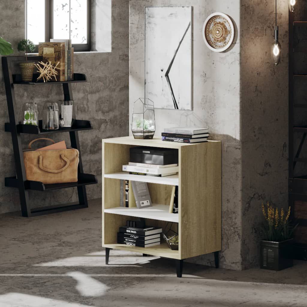 vidaXL Ραφιέρα Λευκό / Sonoma Δρυς 57 x 35 x 70 εκ. από Επεξ. Ξύλο