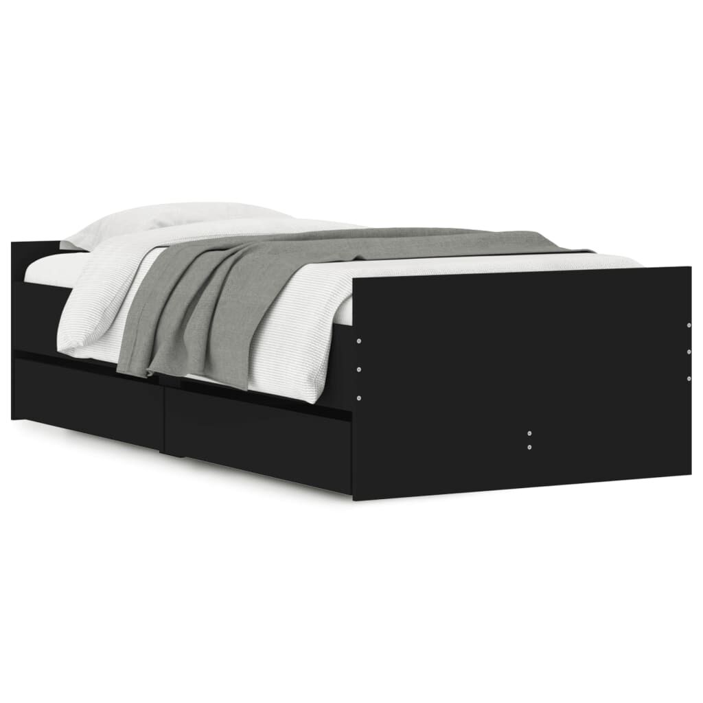 vidaXL Πλαίσιο Κρεβατιού με Συρτάρια Μαύρο 90 x 190 εκ.