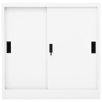 vidaXL Ντουλάπι Γραφείου με Συρόμενη Πόρτα Λευκό 90x40x90 εκ. Ατσάλινο