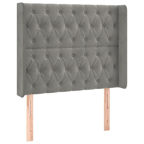 vidaXL Κρεβάτι Boxspring με Στρώμα & LED Αν.Γκρι 90x200 εκ. Βελούδινο