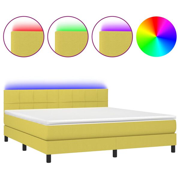 vidaXL &Kappa;&rho;&epsilon;&beta;ά&tau;&iota; Boxspring &mu;&epsilon; &Sigma;&tau;&rho;ώ&mu;&alpha; & LED &Pi;&rho;ά&sigma;&iota;&nu;&omicron; 160x200 &epsilon;&kappa; &Upsilon;&phi;&alpha;&sigma;&mu;ά&tau;&iota;&nu;&omicron;