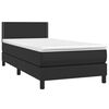 vidaXL Κρεβάτι Boxspring με Στρώμα & LED Μαύρο 80x200 εκ. Συνθ. Δέρμα