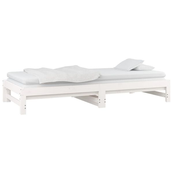 vidaXL Καναπές Κρεβάτι Συρόμενος Λευκός 2x(90x190) εκ. από Μασίφ Πεύκο
