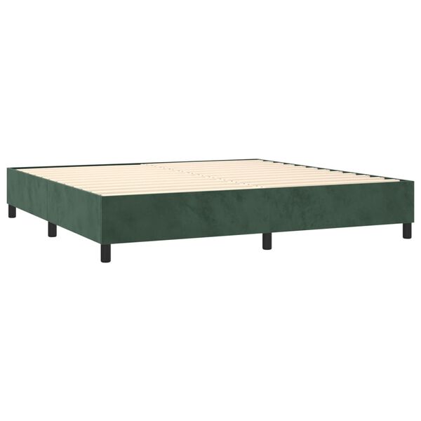 vidaXL Κρεβάτι Boxspring με Στρώμα Σκούρο Πράσινο 200x200εκ. Βελούδινο