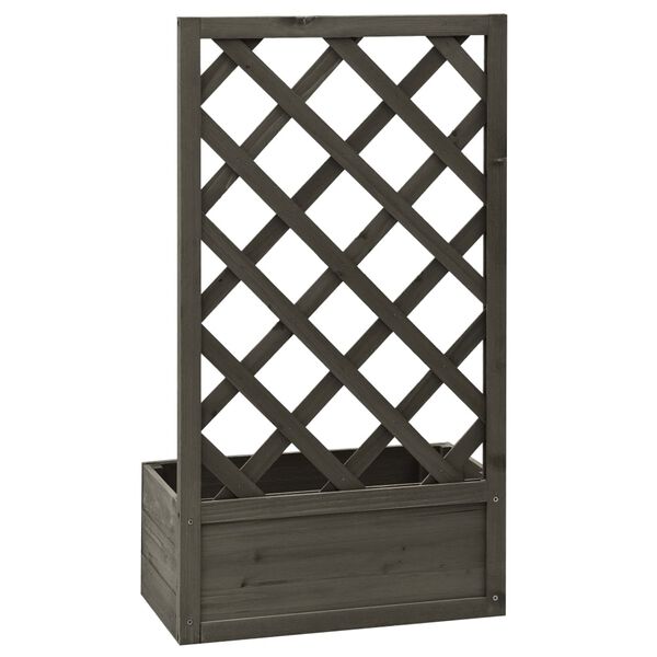 vidaXL Γλάστρα Κήπου με Καφασωτό Γκρι 50x25x90 εκ. Μασίφ Ξύλο Ελάτης