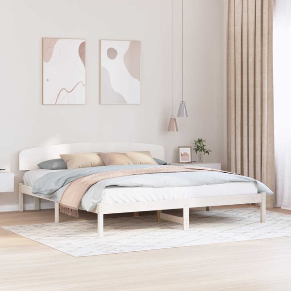 vidaXL Κρεβάτι με Κεφαλάρι Λευκό 180x200 εκ. Μασίφ Ξύλο Πεύκου