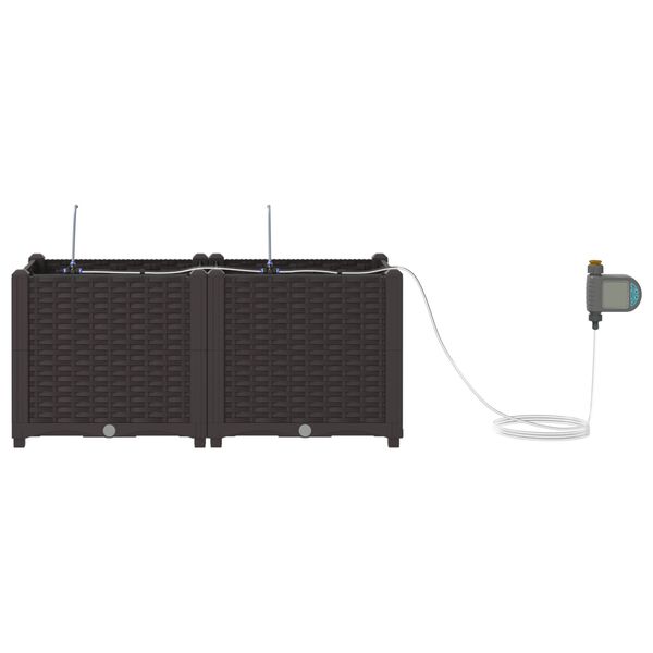 vidaXL Γλάστρες Κήπου 1 τεμ Καφέ 80 x 40 x 37.5 cm Πλαστικό