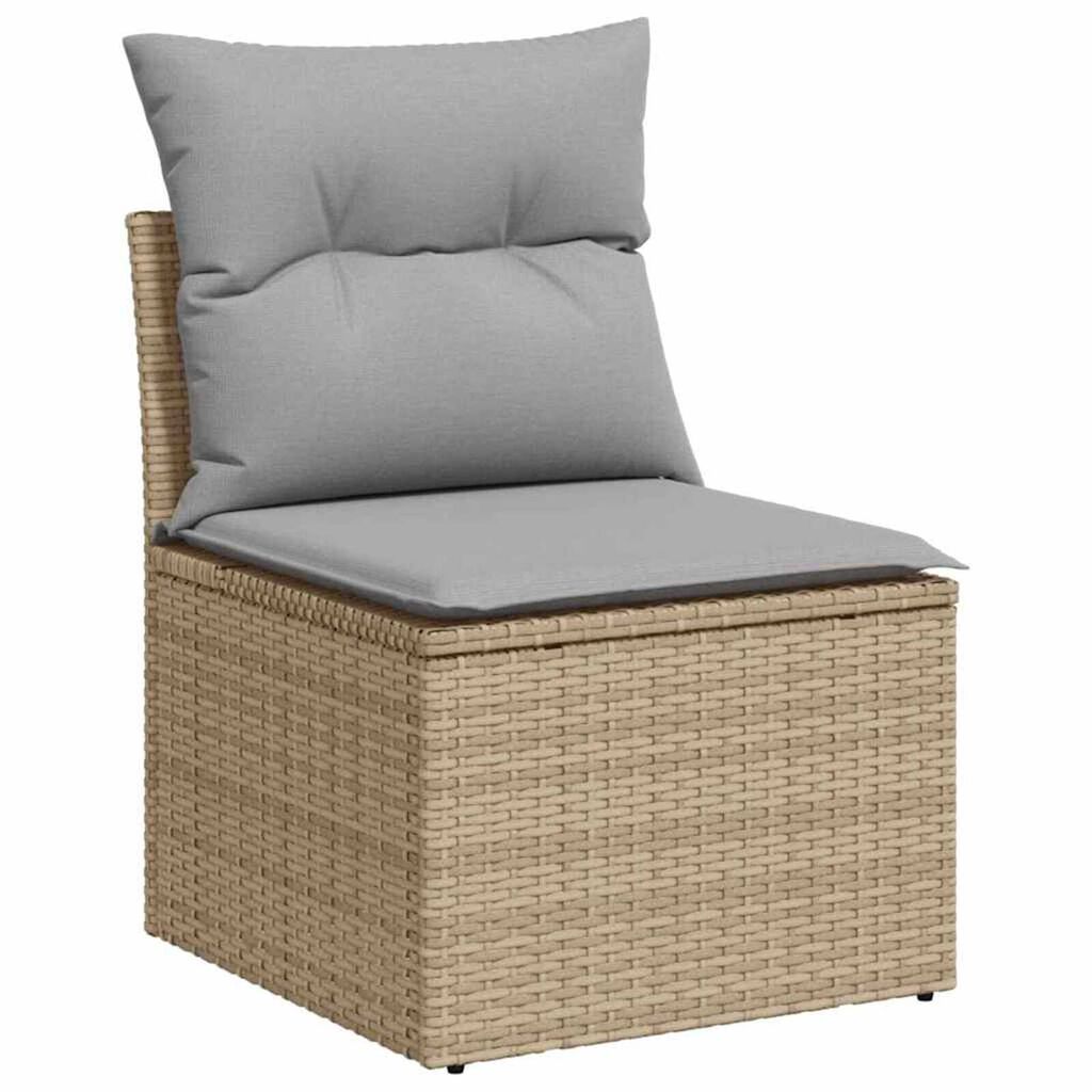 vidaXL Σετ Καναπέ Κήπου με αποθήκευση 9 pcs Μπεζ Πολυ ράταν
