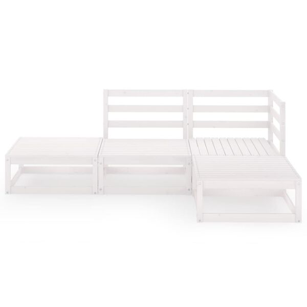 vidaXL Σαλόνι Κήπου 4 τεμ. Λευκό από Μασίφ Ξύλο Πεύκου