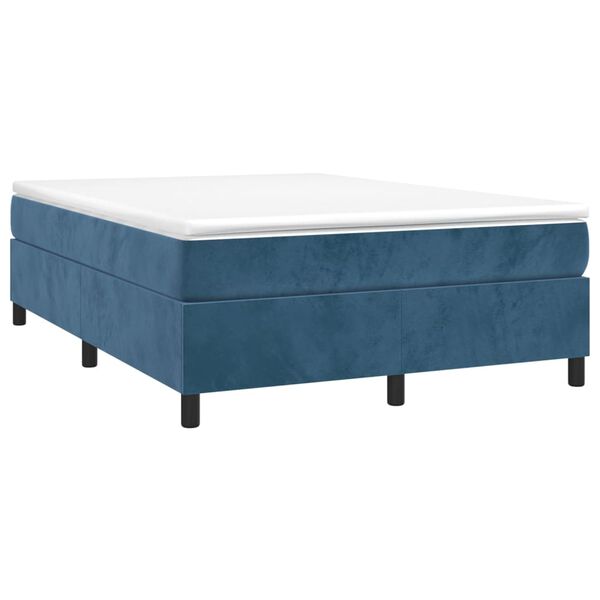 vidaXL Κρεβάτι Boxspring με Στρώμα Σκούρο Μπλε 140x200 εκ. Βελούδινο