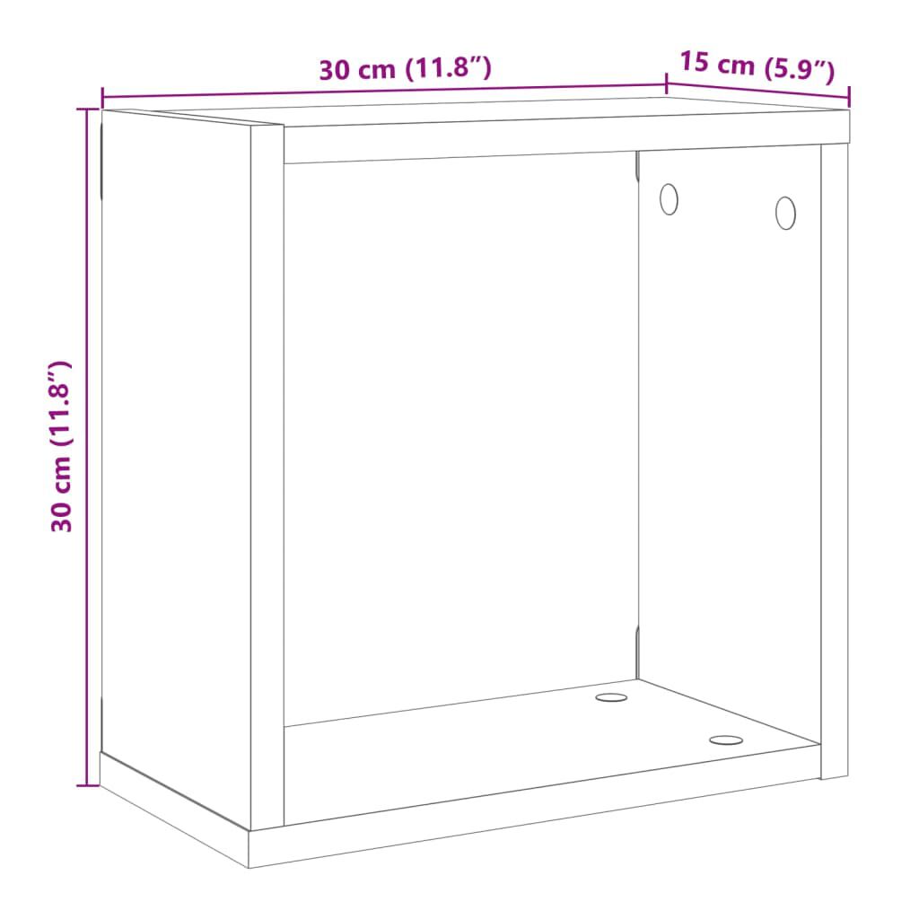 vidaXL Ράφια Τοίχου Κύβοι 4 τεμ. Αρτισιανή Δρυς 30x15x30 εκ Επεξ. Ξύλο