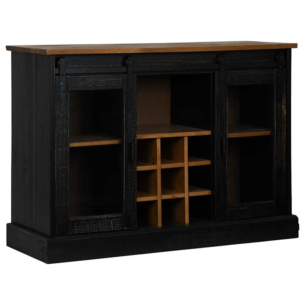 vidaXL Sideboard HALDEN 2 συρόμενες πόρτες μαύρο 112x40x80 cm