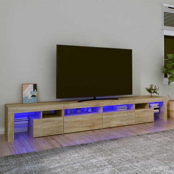 vidaXL Έ&pi;&iota;&pi;&lambda;&omicron; &Tau;&eta;&lambda;&epsilon;ό&rho;&alpha;&sigma;&eta;&sigmaf; &mu;&epsilon; LED Sonoma &Delta;&rho;&upsilon;&sigmaf; 260x36,5x40 &epsilon;&kappa;.