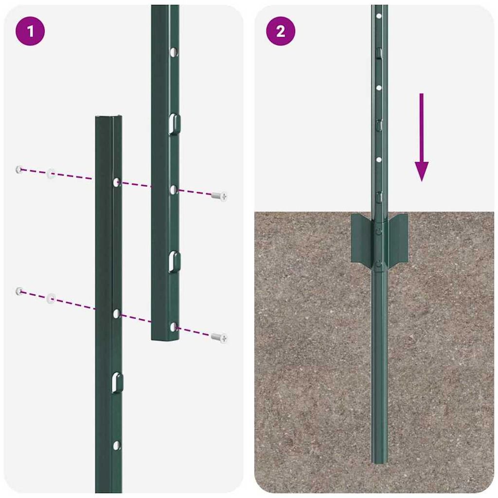 vidaXL Πόλοι φράχτη 22 pcs Πράσινο 100 cm Ατσάλι