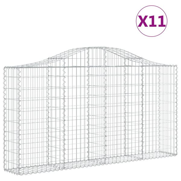 vidaXL Συρματοκιβώτια Τοξωτά 11 τεμ. 200x30x100/120 εκ. Γαλβαν. Ατσάλι