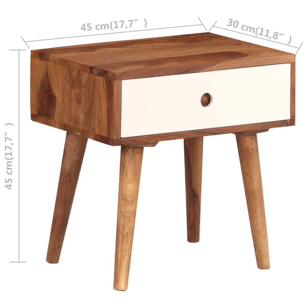 vidaXL Κομοδίνο 45 x 30 x 45 εκ. από Μασίφ Ξύλο Ακακίας