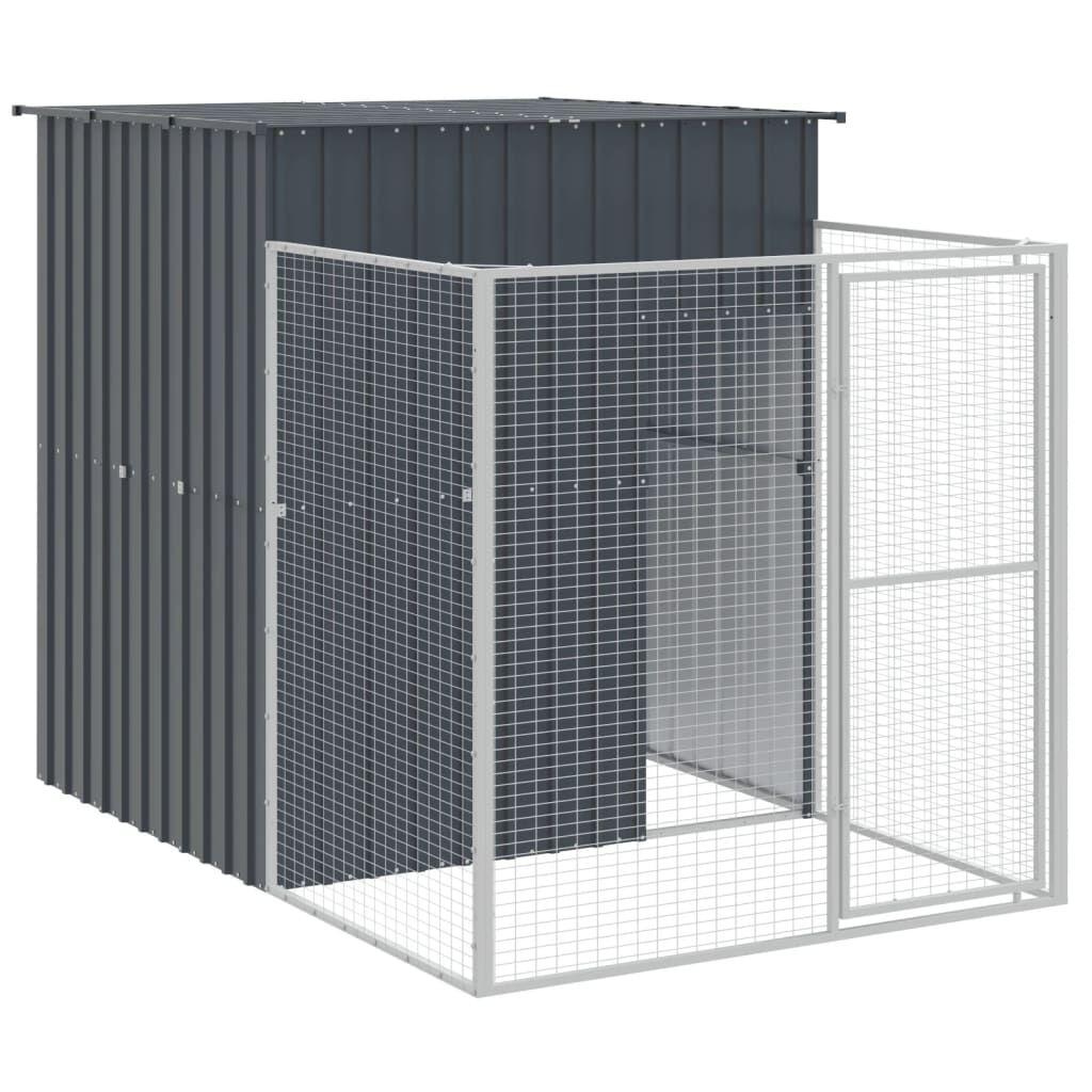 vidaXL Σπιτάκι Σκύλου με Αυλή Ανθρακί 165x1271x181 εκ. Γαλβαν. Χάλυβας