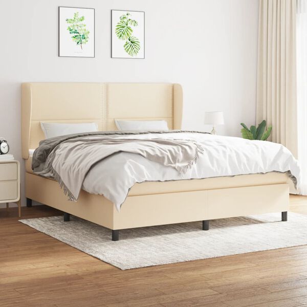 vidaXL &Kappa;&rho;&epsilon;&beta;ά&tau;&iota; Boxspring &mu;&epsilon; &Sigma;&tau;&rho;ώ&mu;&alpha; &Kappa;&rho;&epsilon;&mu; 180x200 &epsilon;&kappa;. &Upsilon;&phi;&alpha;&sigma;&mu;ά&tau;&iota;&nu;&omicron;