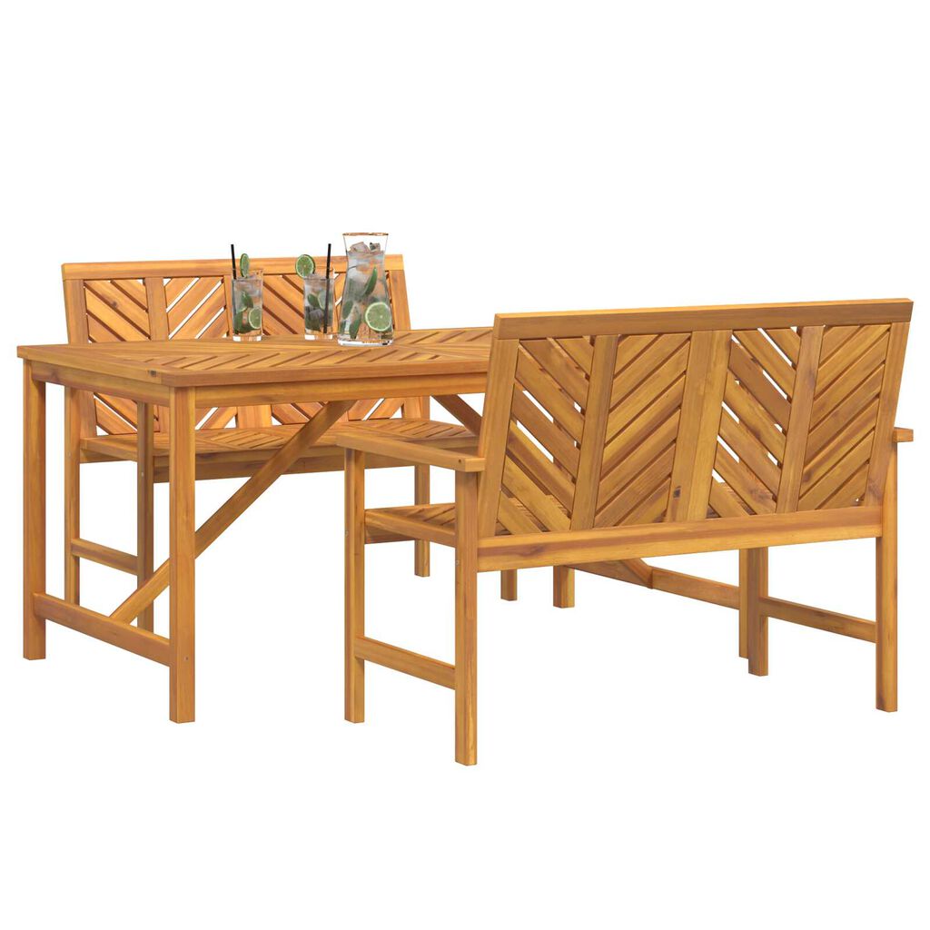 vidaXL Σέτ φαγητού για κήπο 3 pcs Καφέ 150 x 90 x 74 cm