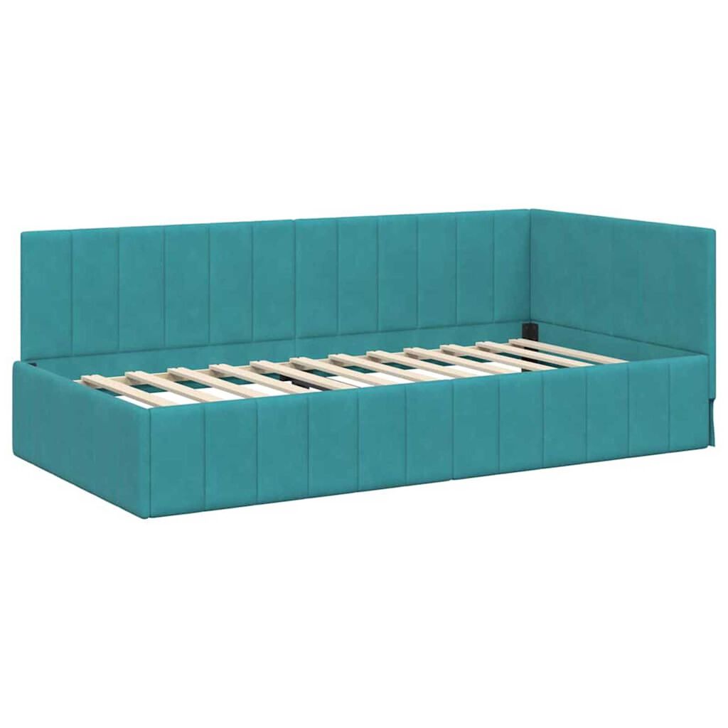vidaXL Κρεβάτι Γωνίας με κεφαλάρι Τιρκουάζ 100 x 200 cm Βελούδο