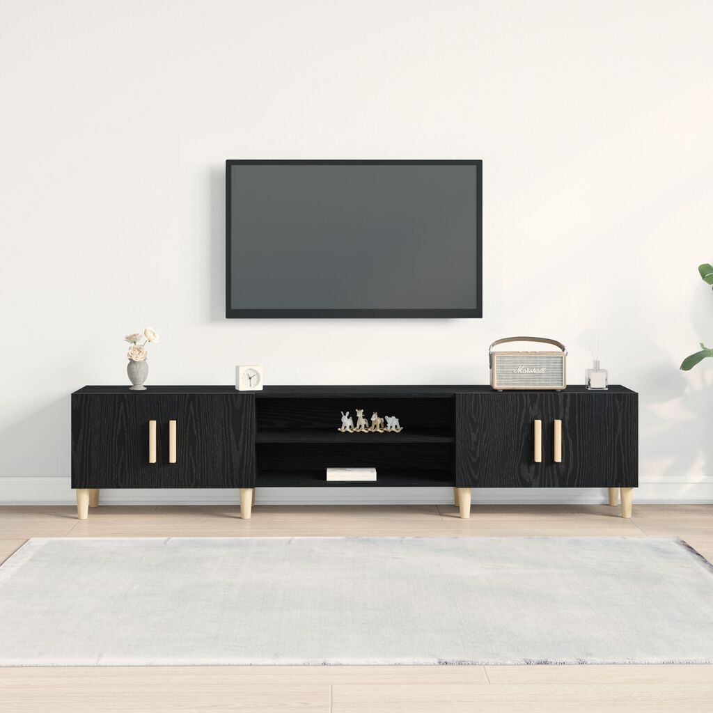 vidaXL Ντουλάπι τηλεόρασης Μαύρο Δρυς 180x31,5x40 εκ Επεξεργασμένο ξύλο