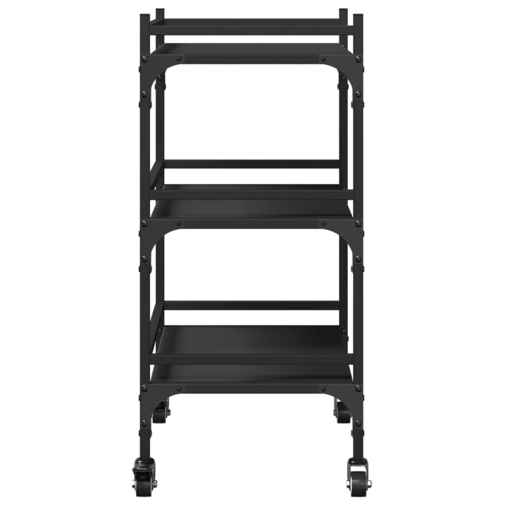 vidaXL Τρόλεϊ Κουζίνας Μαύρο 50x35x75,5 εκ. από Επεξεργασμένο Ξύλο
