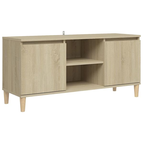 vidaXL Έπιπλο Τηλεόρασης Καφέ Δρυς 103,5x35x50εκ. Μασίφ Ξύλινα Πόδια