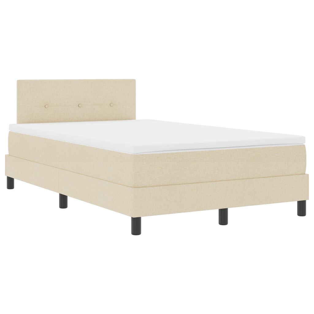 vidaXL Κρεβάτι Box Spring με Στρώμα & LED Κρεμ 120x190 εκ. Ύφασμα