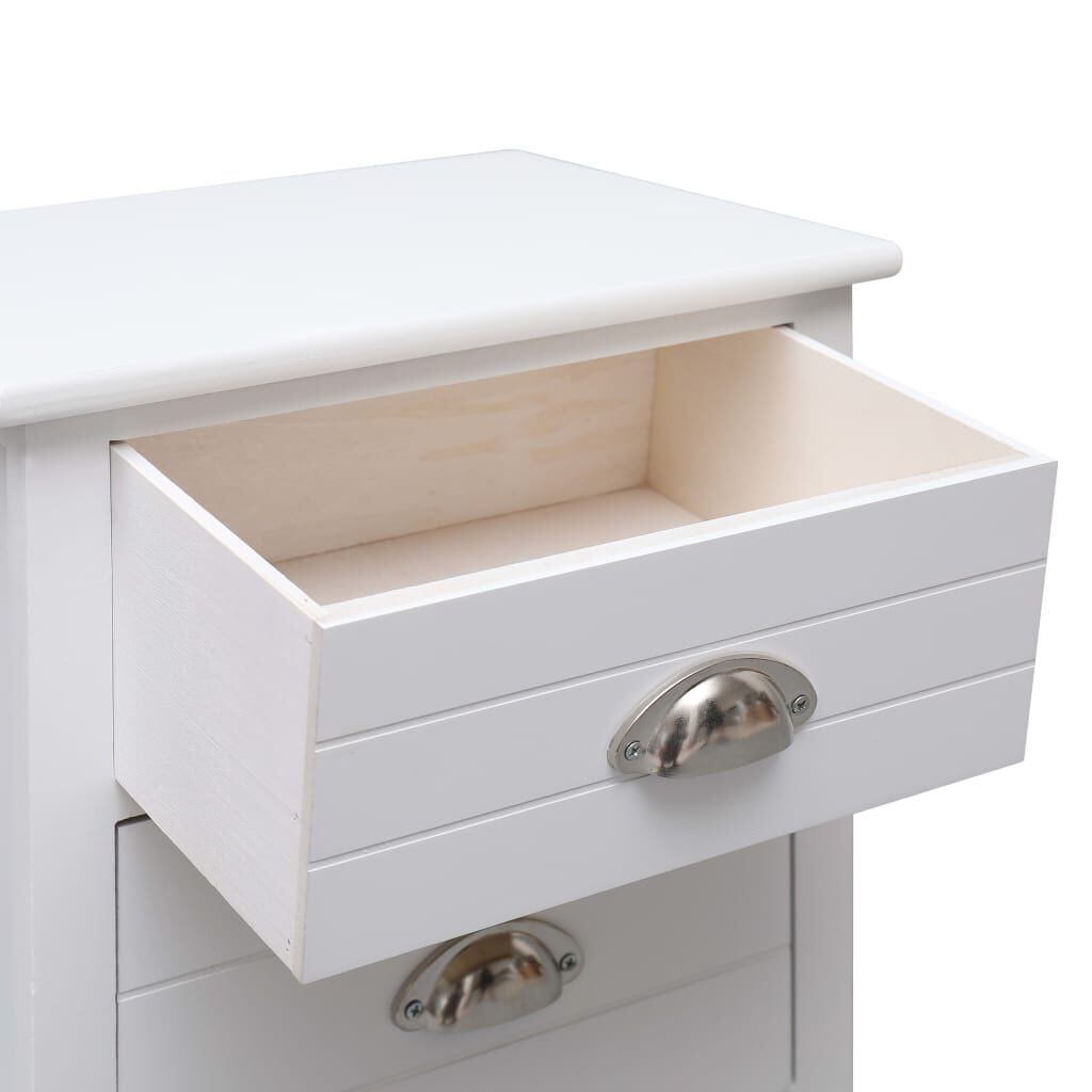 vidaXL Κομοδίνο Λευκό 38 x 28 x 45 εκ. από Ξύλο Παυλώνιας