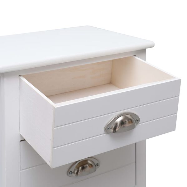 vidaXL Κομοδίνο Λευκό 38 x 28 x 45 εκ. από Ξύλο Παυλώνιας