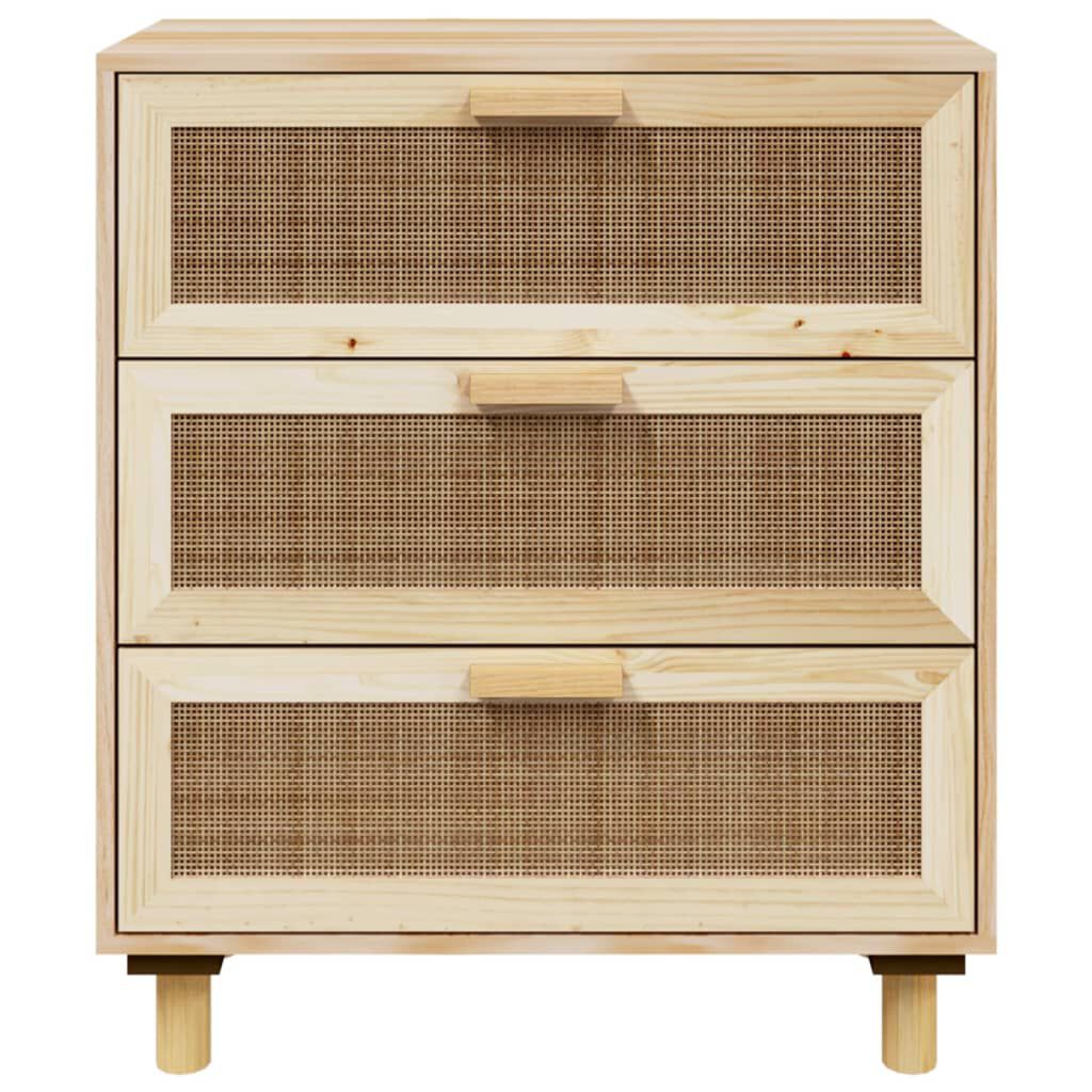 vidaXL Ντουλάπι Καφέ 60 x 30 x 70 εκ. από Μασίφ Πεύκο & Φυσικό Ρατάν