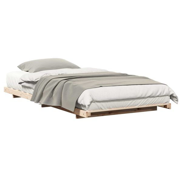 vidaXL Κρεβάτι δαπέδου Καφέ 100 x 210 cm Μασίφ ξύλο πεύκου