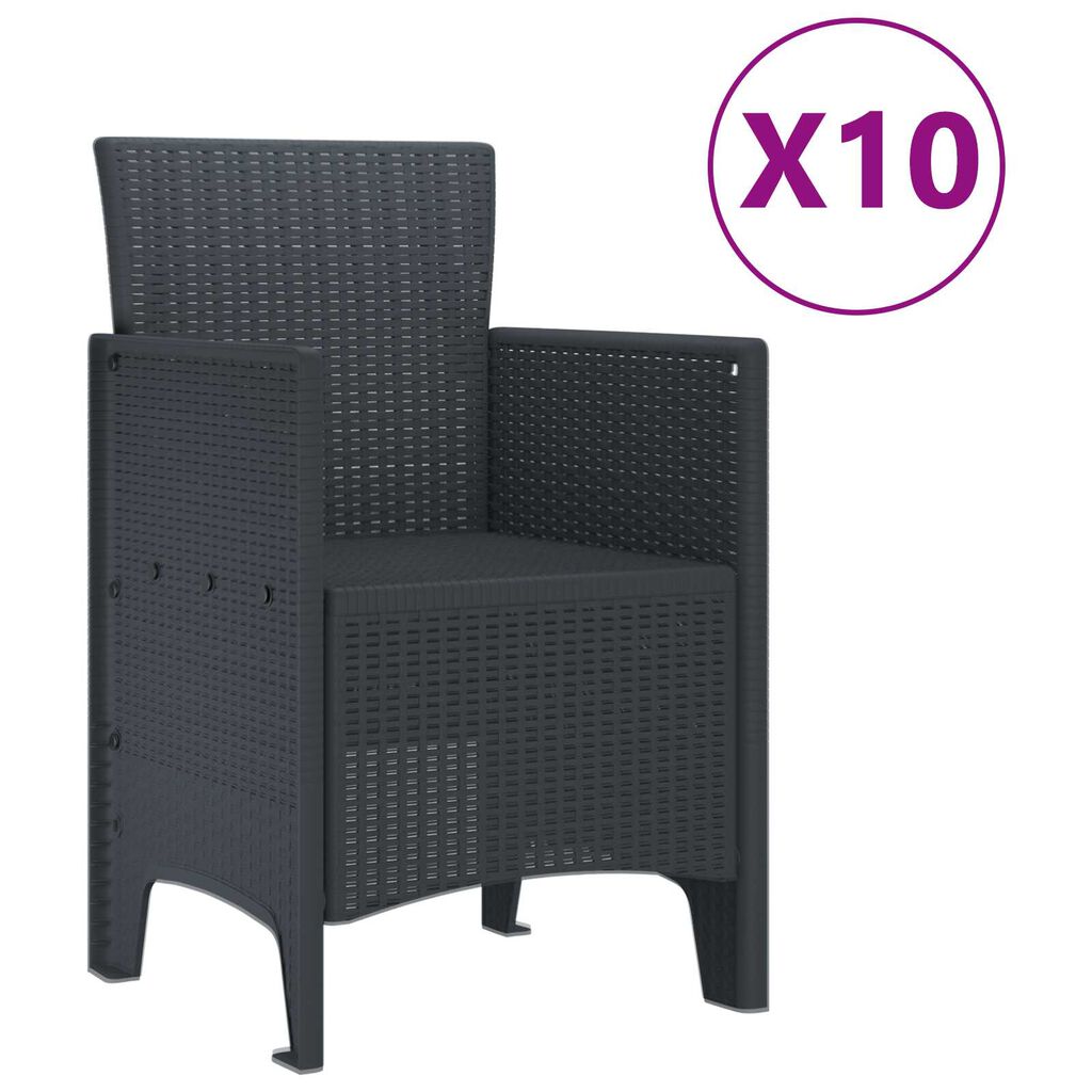 vidaXL 9 Κομμάτι Σετ Τραπεζαρίας Κήπου με Μαξιλάρια Ανθρακί Πολυ Ρατάν
