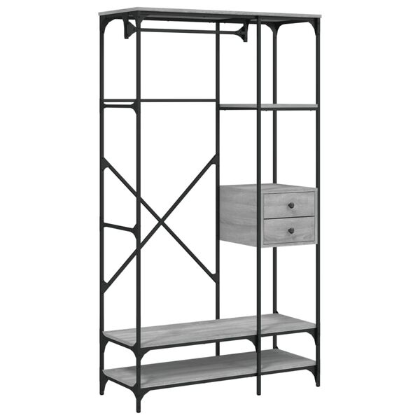 vidaXL Ντουλάπα με Συρτάρια Γκρι Sonoma 100x40x180 εκ. Επεξεργ. Ξύλο